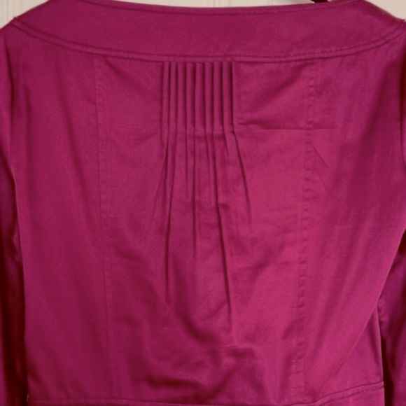 DVF Faustine Dress Cotton V-neck Magenta Fucsia Long Sleeve Pin Tuck Size 12 EUC - Picture 6 of 8